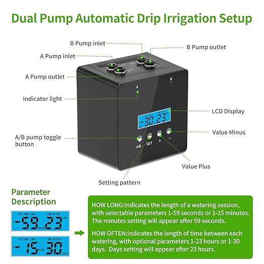 Automatic Watering System for Potted Plants | Indoor Plant Waterer with Programmable Timer Dual Self-Priming Pumps Drip Irrigation Kit for Up to 20 Plants