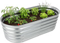 Relaxdays Raised Bed Galvanised Metal Flowers Plants &amp Vegetables H45 x W150 x D60 cm Oval Plant Bed Silver
