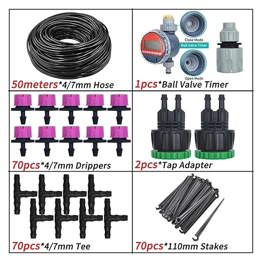 Garden Supplies 5-50M Garden Micro Drip Irrigation Automatic Watering System Kit Timer Controller DIY Mist Spray Cooling for Potted Plants Nozzle(Orange)