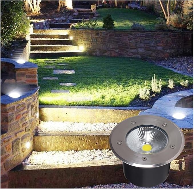 Outdoor Ground Light COB Buried Lights IP66 Waterproof AC85-110V LED Underground Light for Garden Deck Step Stairs Driveway Landscape Spotlight