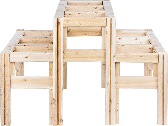 Greenes Fence Two-Tiers Nine Bucket Elevated Cedar Wood Garden Frame 43 in. x 43 in. x 30 in. - Made in USA with North American Cedar