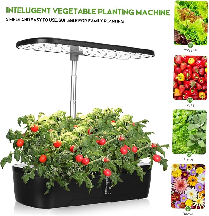 1set Hydroponics Indoor Gardening System Kit Led Grow Light Multi-Porous Design for Seeds Germination Soil Planting Suitable for Home Vegetable Growth
