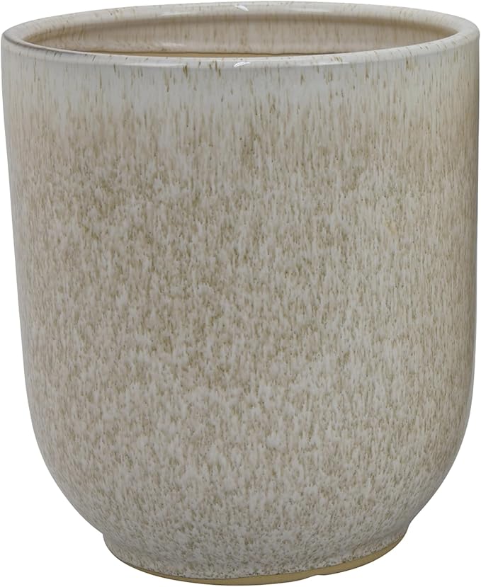 Accent Planter Set of 2 White Gray Ceramic Smooth Glossy Texture