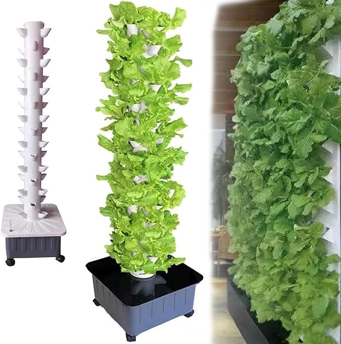Garden Hydroponic Growing Vertical Tower with Pump and Movable Water Tank Vegetable Plant Tower Gift45plants Sitesfor Gardening Lover