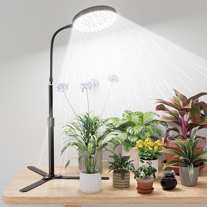 GooingTop Grow Light for Plants Indoor Growing6000K Full Spectrum Plant Growing Lamp with White Red Blue LED for Pots Succulents Seed StartingHeight 10-32'' with Optional Dimming &amp Timer