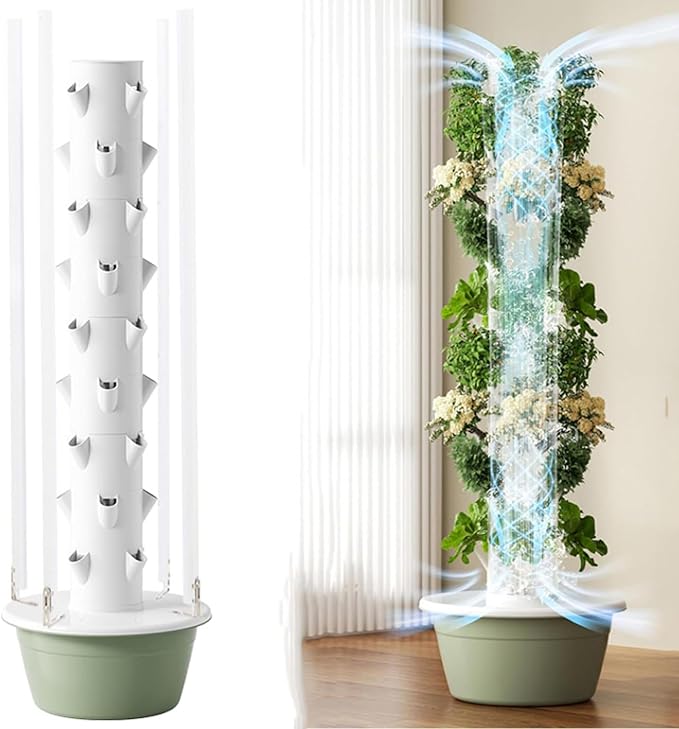 Vertical Hydroponic Grow Tower Aeroponic Tower for Fruits and VegetablesHydroponics Growing Kitsfor Your Home Gardening System5Layer-Withlight
