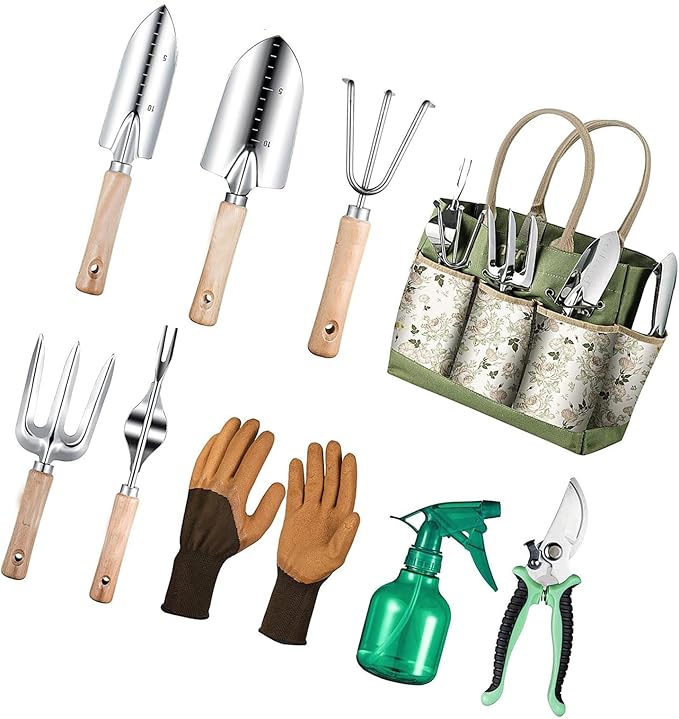 Ergonomic Garden Tool Set Premium Stainless Steel Construction Comfortable Grip Design Reducing Hand Fatigue During Use Garden Hand Tools Set