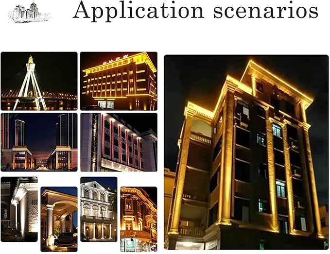 Outdoor Building Exterior Wall Projector Lights - LED Beam Spotlights - Narrow Beam Spotlights Remote Illumination Spotlights for Outdoor Building Lighting IP65 Waterproof