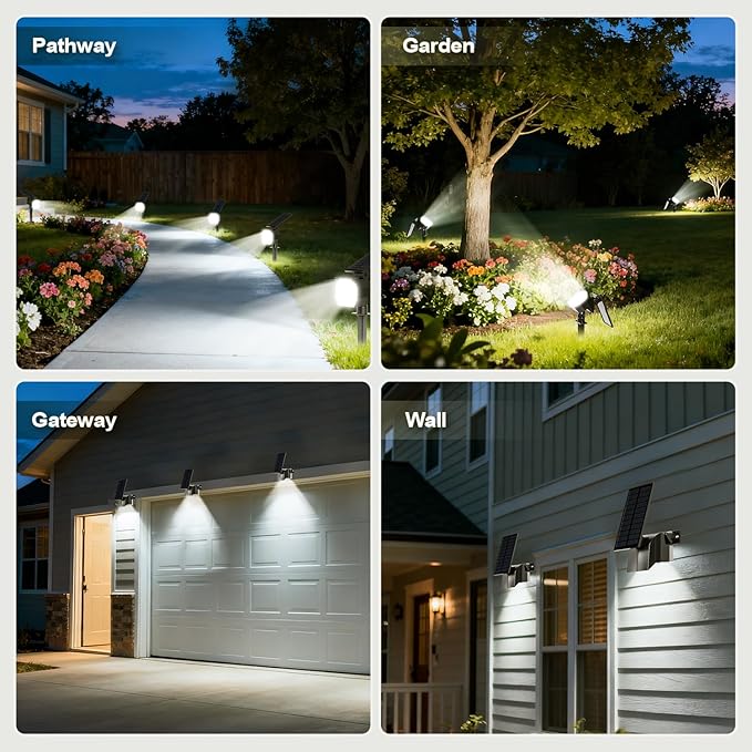 23 LED Solar Spot Lights Outdoor Waterproof 2 Pack Solar Lights UP to 20Hrs 3 Brightness Levels Spotlight Landscape Lighting Auto ON/Off Outdoor Solar Lights for Yard Garden Lawn (Cool White)