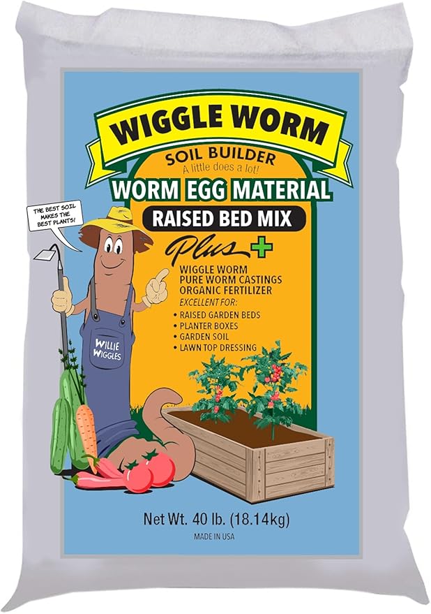 Soil Builder Organic Worm Castings Fertilizer and Coast of Maine Tomato Vegetable Garden Combo Pack 360 Pounds with Wooden Raised Garden Bed Planter
