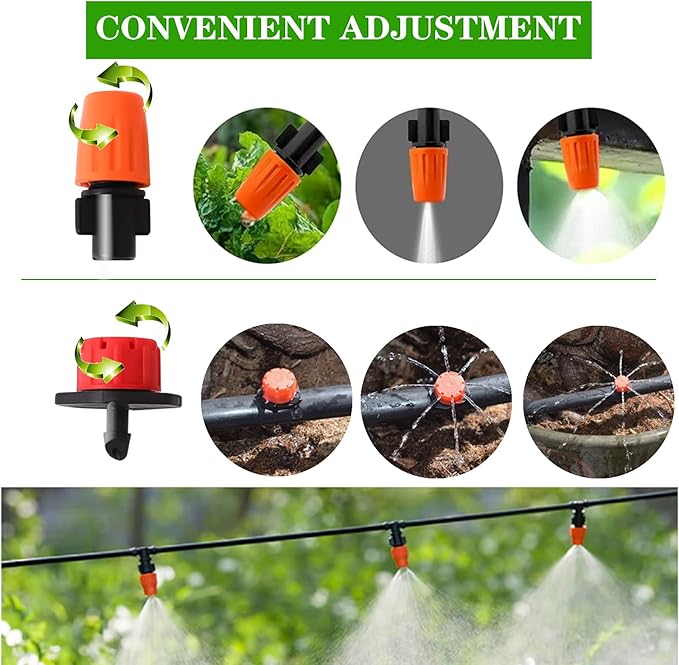 Drip Irrigation Kit Garden Irrigation System 1/4 Blank Distribution Tubing Watering Drip Kit/DIY Saving Water Automatic Watering System for Garden Greenhouse Flower Bed Patio Lawn