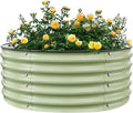 Round Raised Garden Bed Kit 3.5x3.5x1.4Ft Outdoor Zinc-Aluminum-Magnesium Metal Flower Beds Stainless Steel Patio Ground Planter for Planting Vegetables (Light Green)