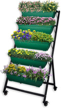 4FT Vertical Raised Garden Bed 5 Tier Planter Box with Wheels to Grow Flowers Vegetables Herbs on Your Patio Balcony Greenhouse for Outdoor and Indoor Gardening
