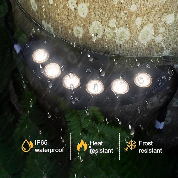 Solar Palm Tree Lights Outdoor Warm Light 3000K Solar Spotlights for Plam Trees 12000 mAh Batteries Solar Powered LED Ring Tree Lights up to 12+ Hours for Outside House Garden Landscape Large Trees