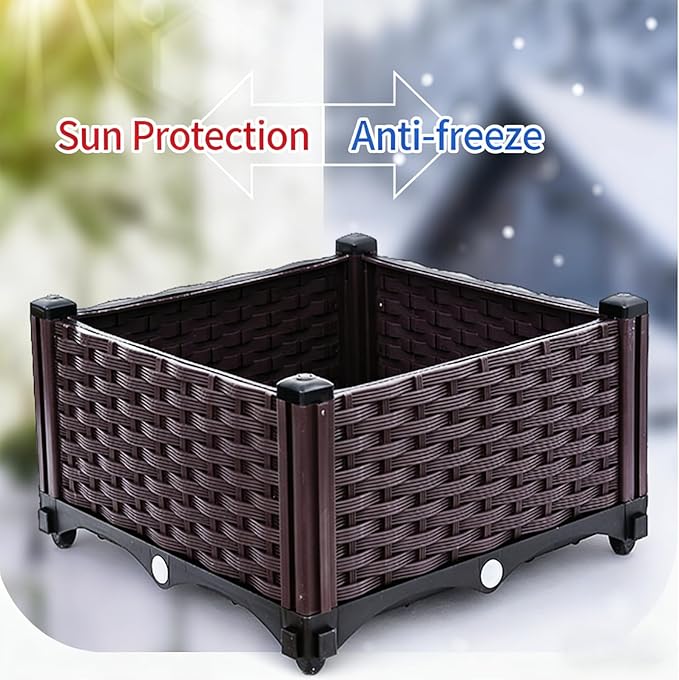 3-Pack Raised Garden Bed with Legs Elevated Plastic Planter Boxes with Drainage Holes Easy Assembly Outdoor Gardening Containers for Vegetables Herbs Flowers - Fit Patio Balcony Backyard