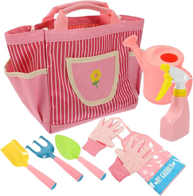 SUPVOX 1set Boy Girl Gardening Tool Kit Boy Girl Garden Tools Shovel Rake Apron Spray Kettle Gloves Watering Can Bag and for for Boys and Girls