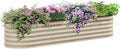 7.9' x 2' x 1.4' Galvanized Raised Garden Bed Kit Outdoor Metal Elevated Planter Box with Safety Edging Easy DIY Stock Tank for Growing Flowers Herbs &amp Vegetables Cream