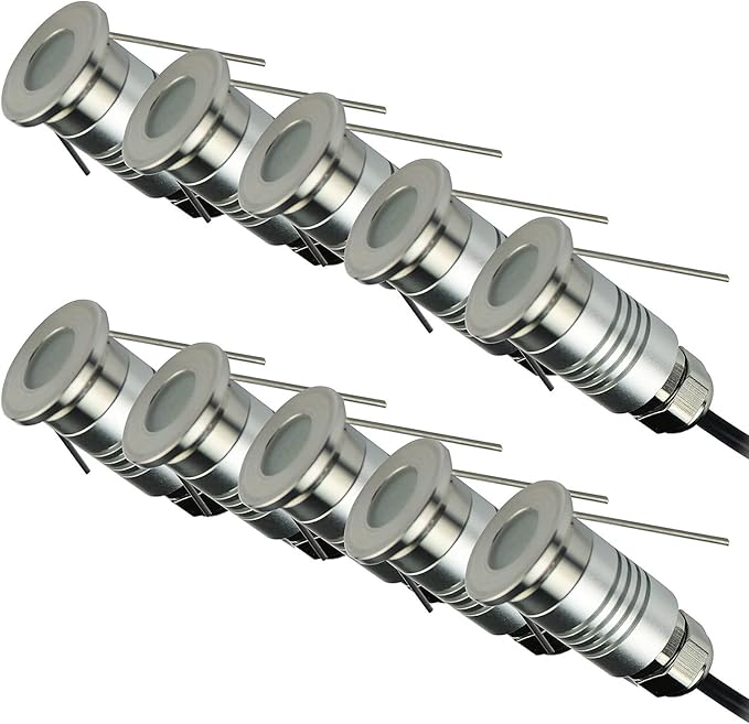 1/10PCS Recessed LED Spotlight - Mini In-Ground Well Light 1W 12V DC 120° LED Beam Angle Spotlight IP67 Waterproof Outdoor Landscape Lighting(Warm White 3000K10PCS-(DC-12V))