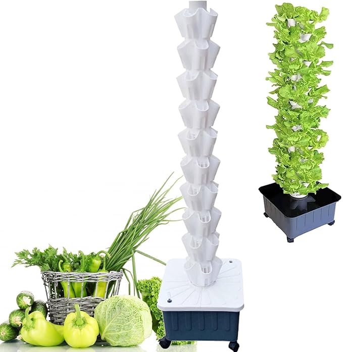 Hydroponics Growing Hydroponic Germination Kit for Gardening Lover Indoor Vertical Tower Garden Kit for HerbsFruits and VegetablesWhite-10floors