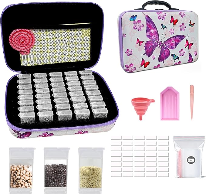 40 Slots Seed Storage Organizer Seed Organizer with 40 Label Stickers 20 Clear Storage Bags Seed Storage Container for Flower Vegetable Plants Garden Seeds Saving (40 Slots)