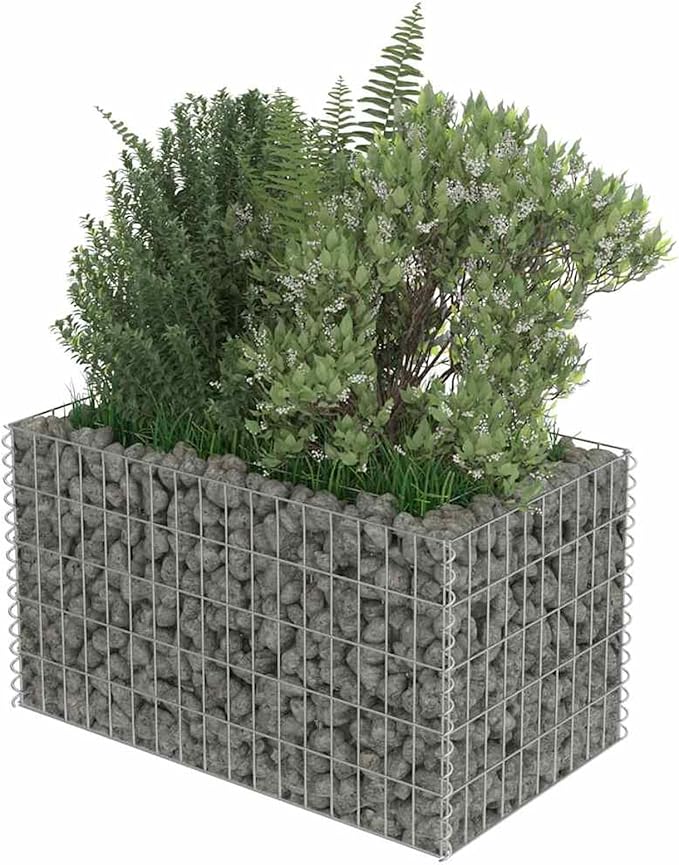 Gabion Raised Bed Galvanized Steel Garden Planter Medium Size for DIY Enthusiasts to Decorate Garden Balcony or Patio