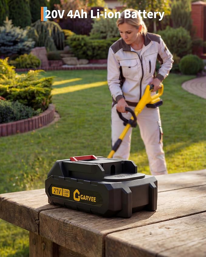 20V Cordless Lawn Edger 9-Inch Blade 4.0Ah Battery Powered Edger Lawn Tool with Dual Wheels 3 Depth Settings LawnTrencher for Yard Garden Patio Driveway Lawn and Sidewalk