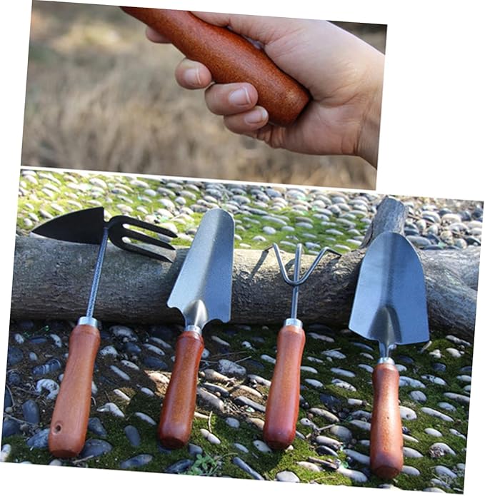 SUPVOX 4pcs Handle Garden Tool Set Thicken Iron Mini Shovel and Spade for Planting Cultivating and Weeding Lightweight and Gardening Essentials for Enthusiasts