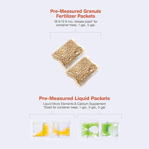 Citrus Tree Fertilizer Kit - Complete 3-in-1 Plant Food with NPK Granules Liquid Micronutrients &amp Calcium for Container Lemon Orange Lime Trees 3-Month Supply for Indoor Outdoor Citrus Plants
