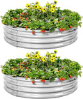 Land Guard Galvanized Raised Garden Bed 2Pcs Planter Raised Garden Beds Outdoor Round Clearance Raised Garden Beds for Gardening Vegetables 4x4x1ft……