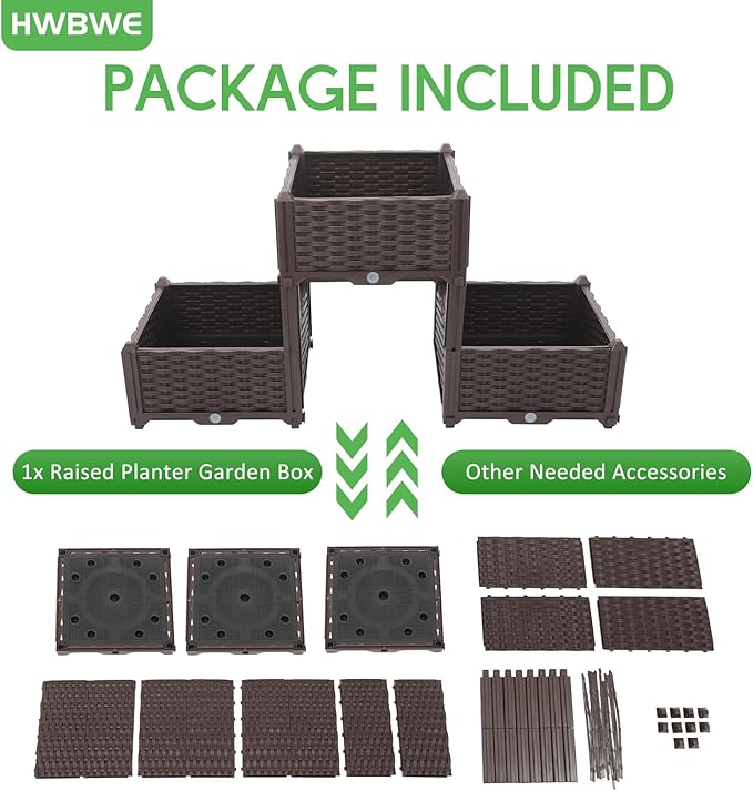 Planter Raised Beds Elevated Planter Garden Box with Drainage Holes Raised Garden Bed for Vegetable/Flower/Herb Outdoor Standing Planter Beds Gardening Kit