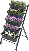 S AFSTAR 5-Tier Vertical Garden Planter Raised Garden Bed with 2 Lockable Wheels 7 Removable Planter Boxes Metal Frame Indoor Outdoor Elevated Planting Box for Flower Vegetables Fruit Herbs