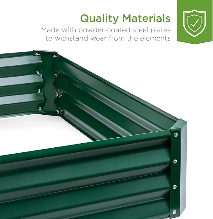 Best Choice Products 6x3x1ft Outdoor Metal Raised Garden Bed Box Vegetable Planter for Vegetables Flowers Herbs and Succulents - Dark Green