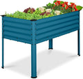 Best Choice Products 48x24x30in Galvanized Raised Garden Bed Metal Elevated Planter Box Vegetable Garden for Backyard Patio Balcony - Peacock Blue
