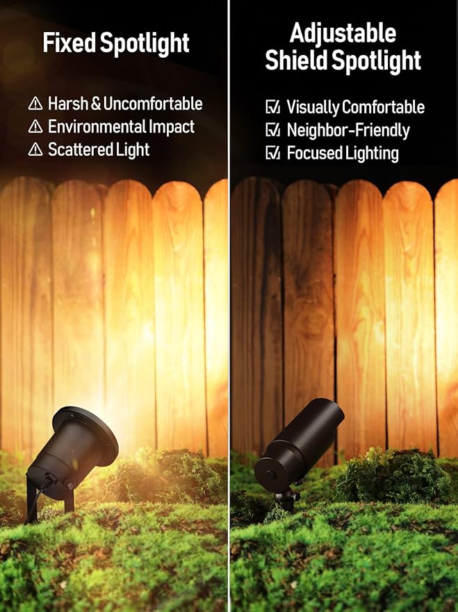LEONLITE 5CCT Low Voltage LED Landscape Spotlight 7W LED Spot Lights Outdoor for Garden Yard Adjustable Beam Angle 12-24V AC/DC Aluminum IP65 Waterproof CRI90 ETL Oil Rubbed Bronze Pack of 8