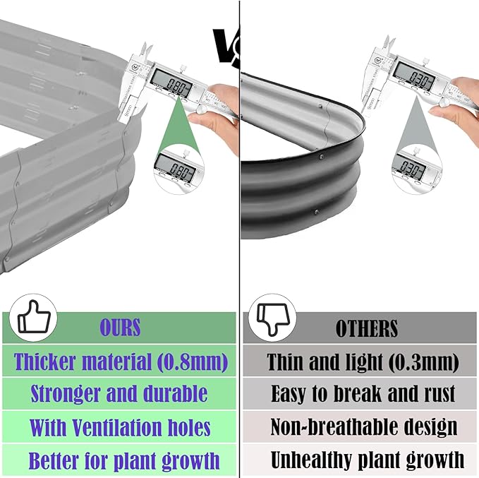 Galvanized Raised Garden Bed Kit Large Metal Raised Garden Beds for Vegetables Galvanized Planter Raised Garden Boxes Outdoor (Silver)