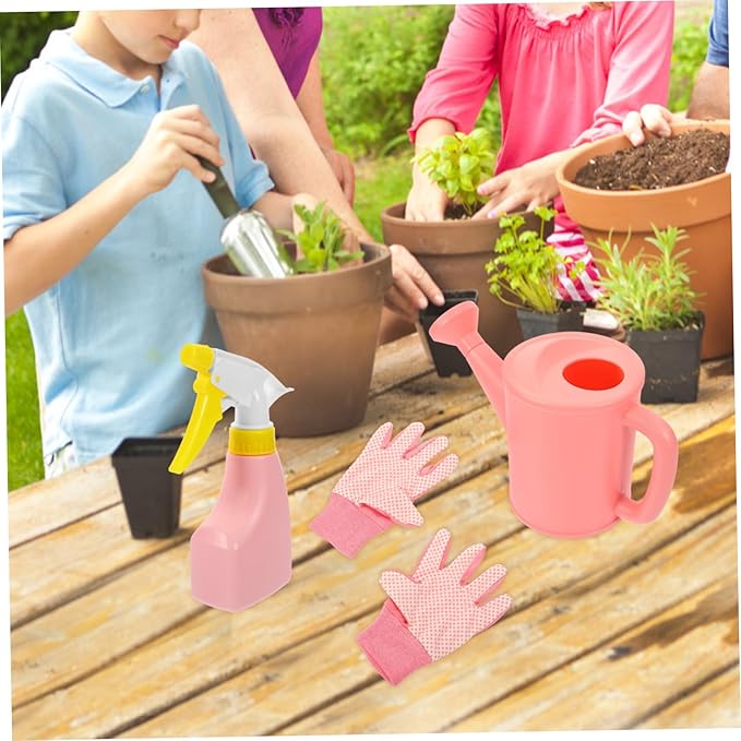 DECHOUS 1set Boys and Girls Gardening Tools Set Garden Kit Rake Shovel Watering Can Gloves Apron and Tote Bag for Outdoor Fun and Skill Development