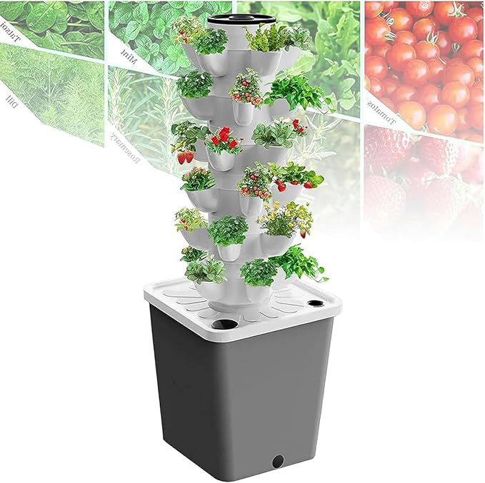 Aeroponics Growing Kit for Herbs Fruits and Vegetables Plant Hydroponics Tower 15/20/25/30 Garden Hydroponic Growing System Net Pots Timer for Herbs Fruits and Vegetables 20Holes//1pc