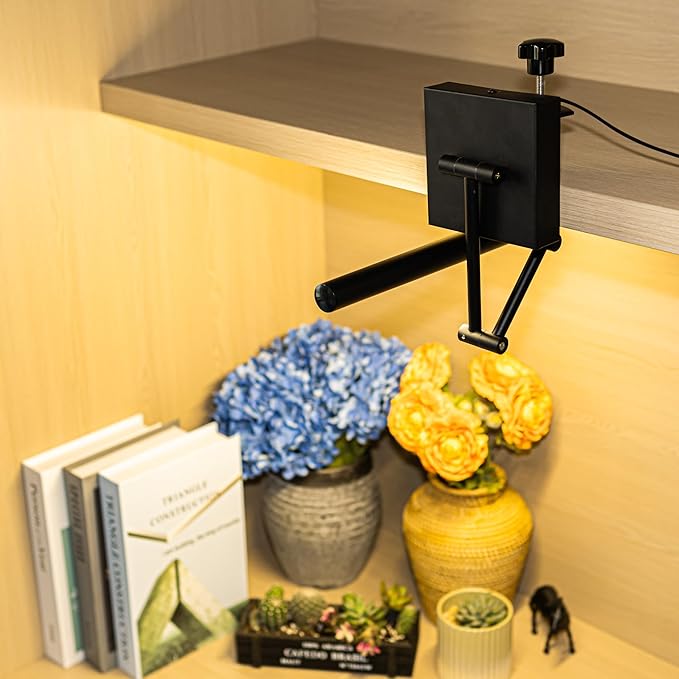 Black Clip Mount Full Spectrum LED Lamp 15 Ft Plug in Timer Cord Adjustable Left Right Front &amp Back Simple Design for Plants Shelf Home