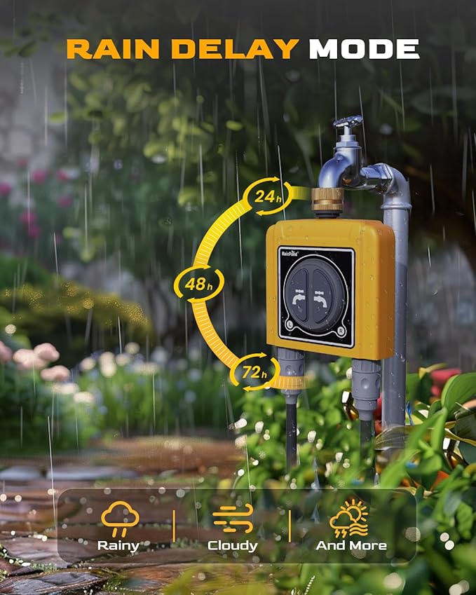 RAINPOINT WiFi Water Timer with Brass Inlet 2 Outlets Sprinkler TimerAutomatic Irrigation System Controller APP &amp Voice Control Irrigation by Weather/Quantity/Soil Moisture