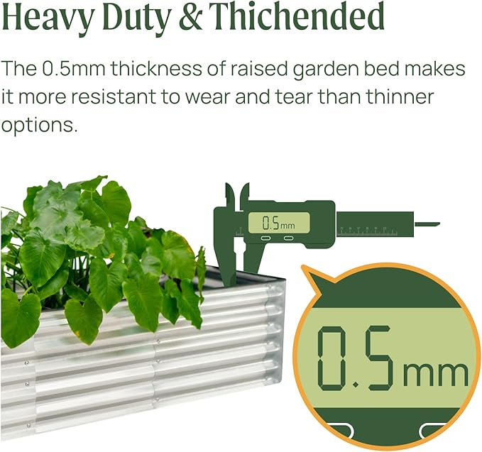 17“ Tall Galvanized Raised Garden Bed 3ftx3ft Metal Raised Garden Bed Kit Rectangular Raised Planter Garden Deep Root Box Planter for Vegetables Flowers Herbs and Succulents