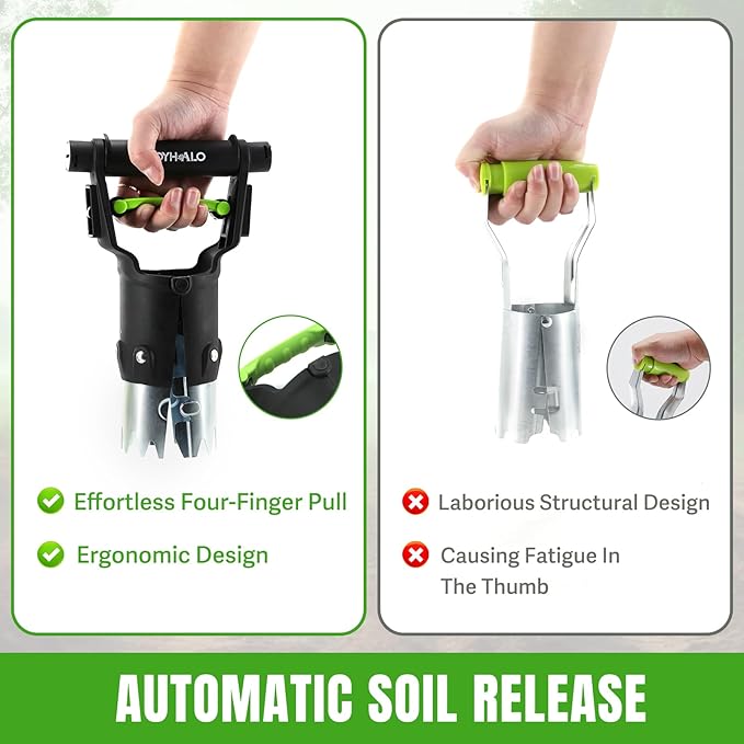 JOYHALO Garden Bulb Planter Tool 5 inch Depth Bulb Planting Tool Gardening Garden Tools Automatic Soil Release Bulb Planters for Plants Seeds &amp Bulbs Tulip Daffodils Dahlias Lilies Onions
