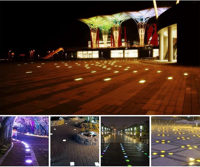 Recessed LED Spotlight - Square Floor Landscape Light Waterproof LED Underground Path Light/AC85V~265V Buried Lights Decorative Garden Spotlight/for Sidewalk/Piazza/Stair Step/Path Lighting