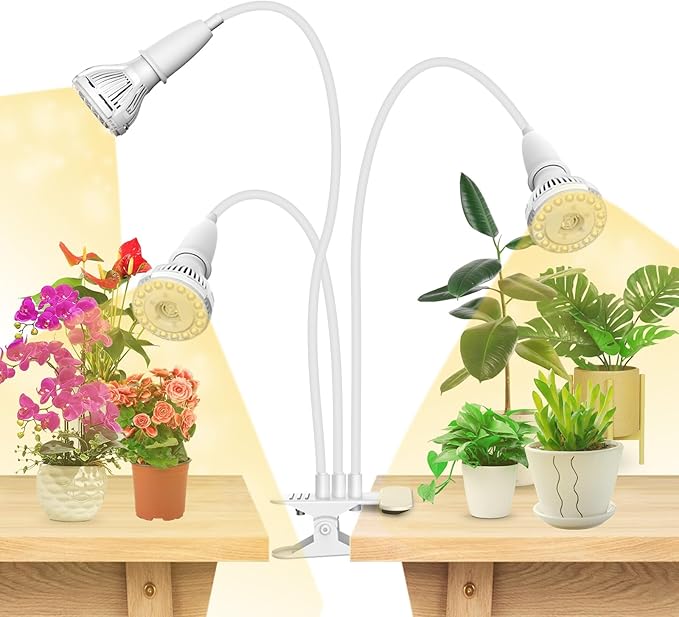 Grow Lights for Indoor Plants LED 30 W Full Spectrum Bulb Replaceable Plant Light 450 W Equivalent Clip on Grow Light with Optical Lens for Indoor Growing Lifetime Free Bulb Replacement