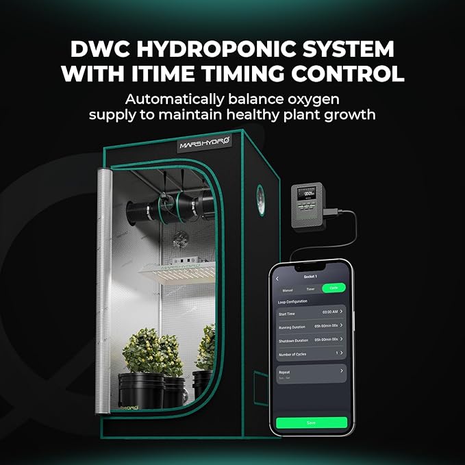 MARS HYDRO DWC Hydroponics Grow System Kit with Recirculating Top Drip 11W Air Pump Air Stone Hose &amp 4 Buckets 5 Gallon Deep Water Culture Indoor Hydroponic System