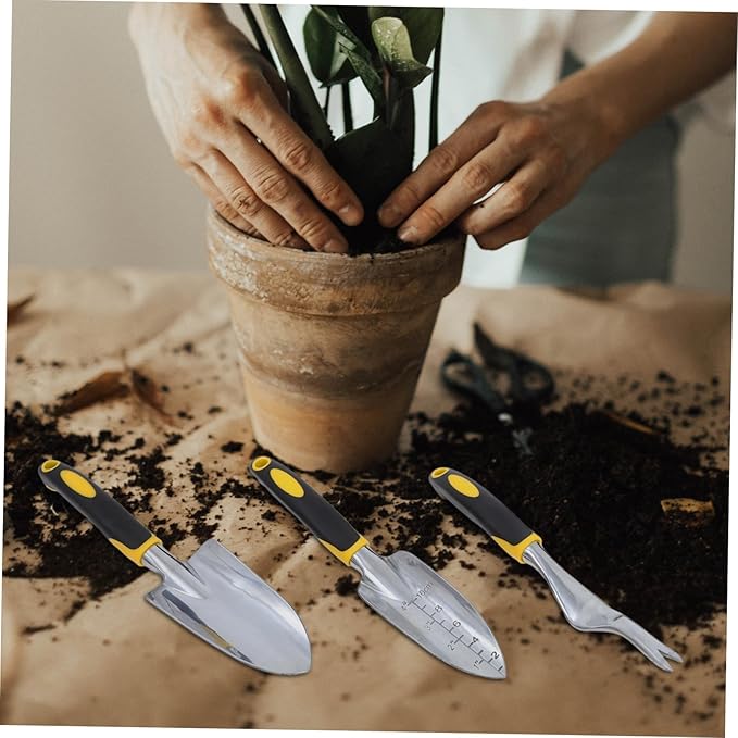 VICASKY 1set Ergonomic Gardening Tool Set Kit Trowel Hand Rake and Small Fork for Easy Planting and Weeding for Indoor and Outdoor Gardening