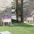 White Solid Pinewood Garden Planter Set 27.6x27.6x27.6 Inch Square Raised Garden Bed for Outdoor Plants Decorative Patio &amp Terrace