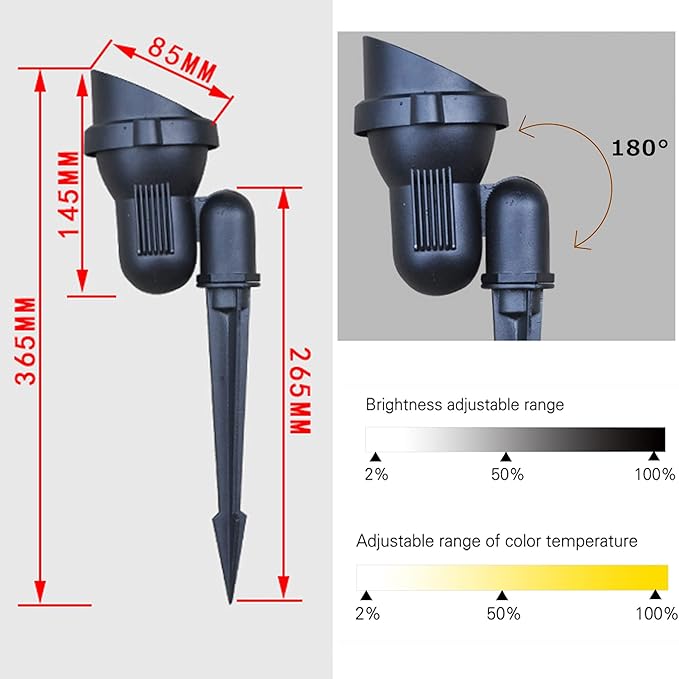 Kiven Waterproof Stepless dimming 7watts LED Spotlight with Timer Function Outdoor Landscape Dimmable 110V Plug-in Fixture IP65 Garden Light for Garden、Christmas Decoration Patio Pathway Lawn Yard