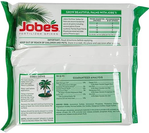 Jobe's 01010 5 Pack 10-5-10 Palm Tree Fertilizer Spikes - Quantity 4