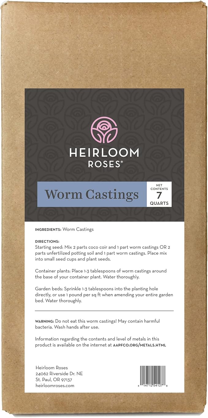 7 Quart Worm Castings by Heirloom Roses - Worm Soil for Plants