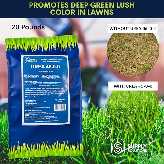 Supply Solutions Urea 46-0-0 Nitrogen Fertilizer to Stimulate Lush Growth and Deep Green Color - Plant Food Plant Fertilizer for Plants Lawn Garden - Bloom Booster for Flowers Fruits (20 Pounds)